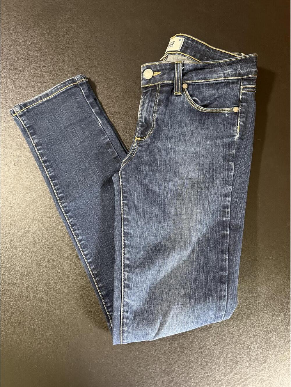 PAIGE Skyline Skinny Dark Wash Blue Jeans Size 27 Mid Rise Stretch Denim